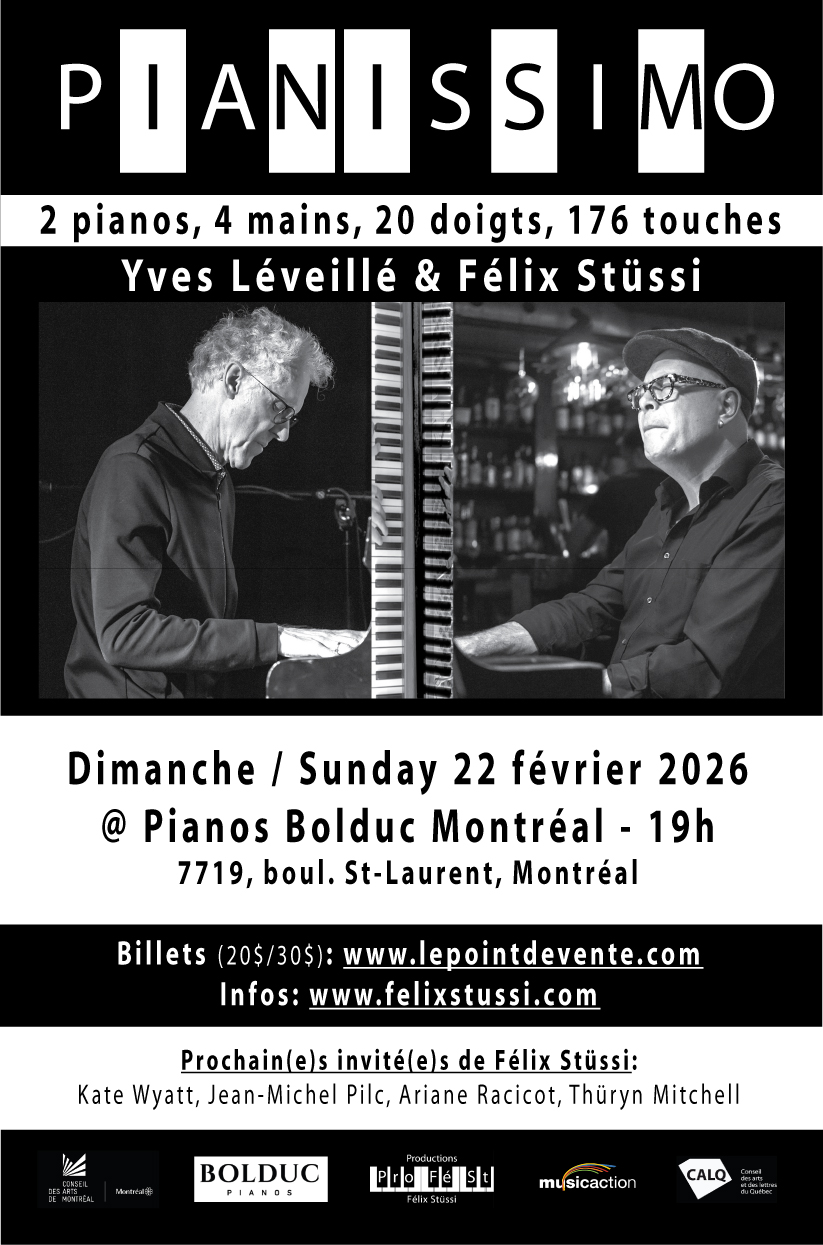 Pianissimo – Félix Stüssi invite Yves Léveillé @ Pianos Bolduc (22 fév)