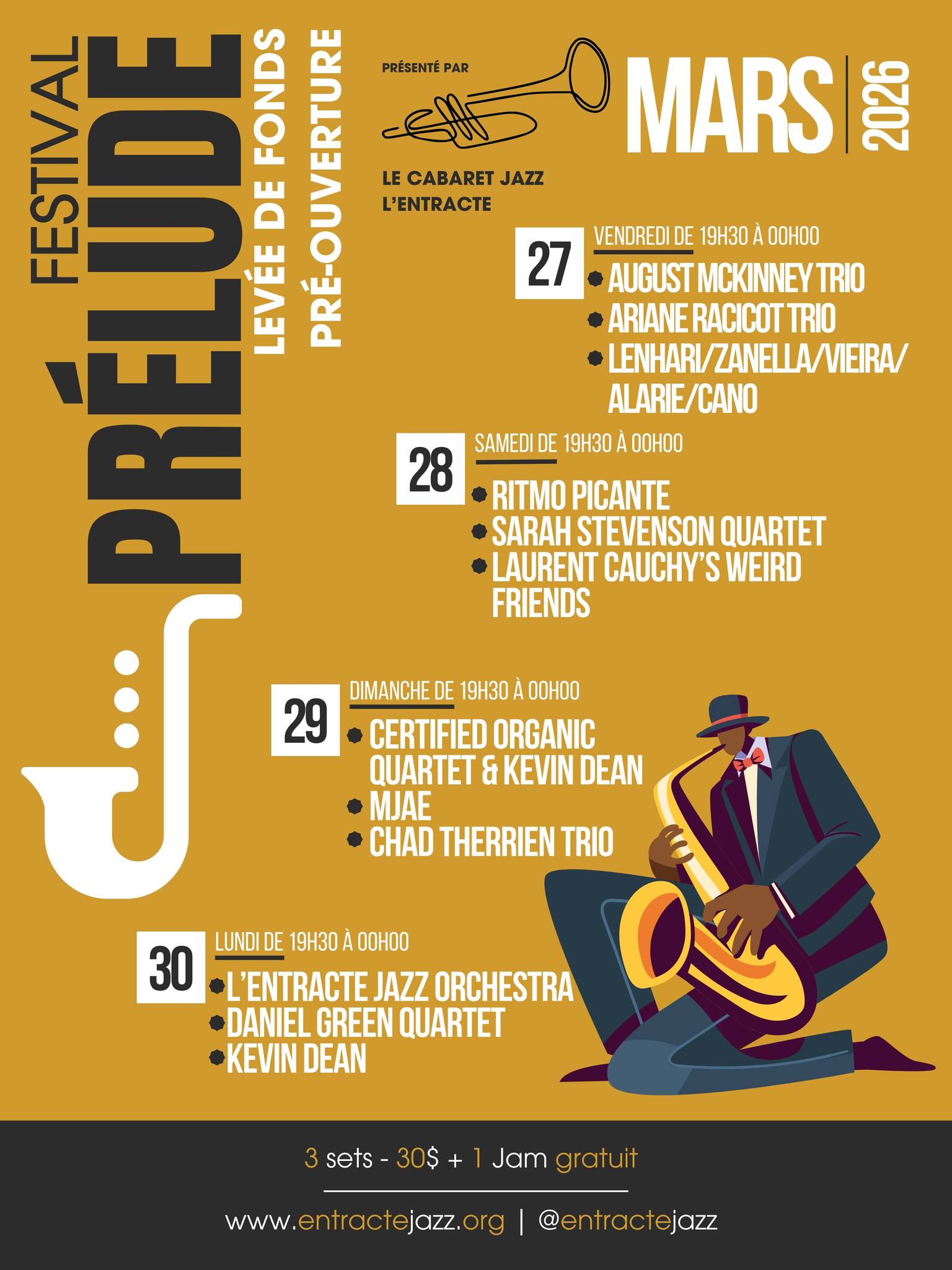 Le Festival Prélude du nouveau Cabaret Jazz L’Entracte dès le 27 mars