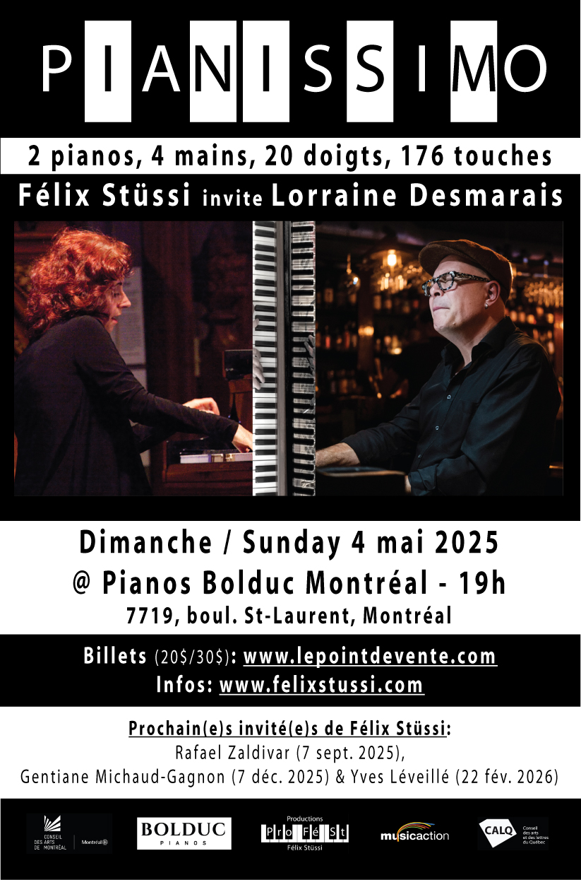 Pianissimo – Félix Stüssi invite Lorraine Desmarais @ Pianos Bolduc (4 mai)