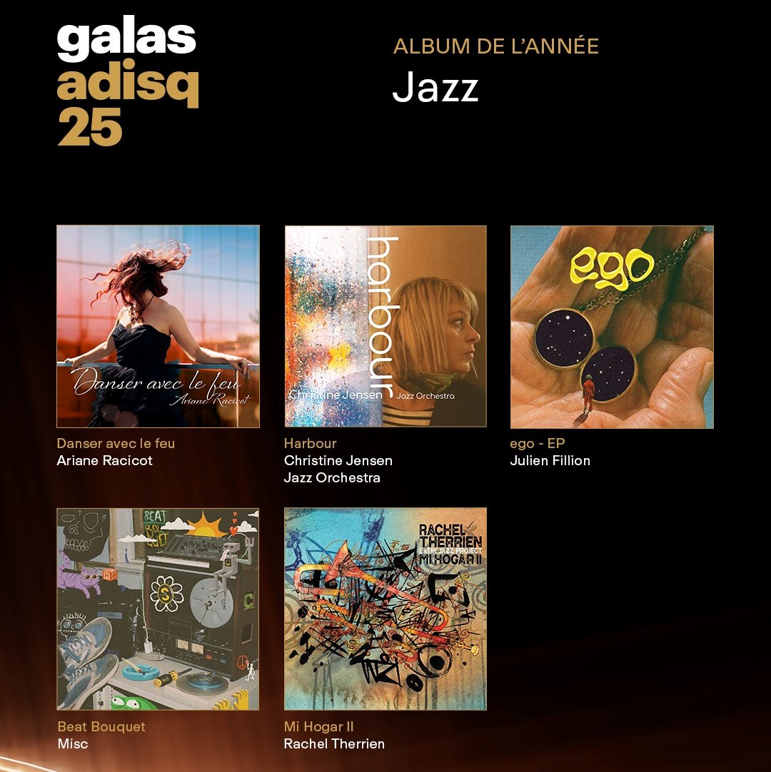 Les nominations pour l'album de l'année jazz de l'ADISQ